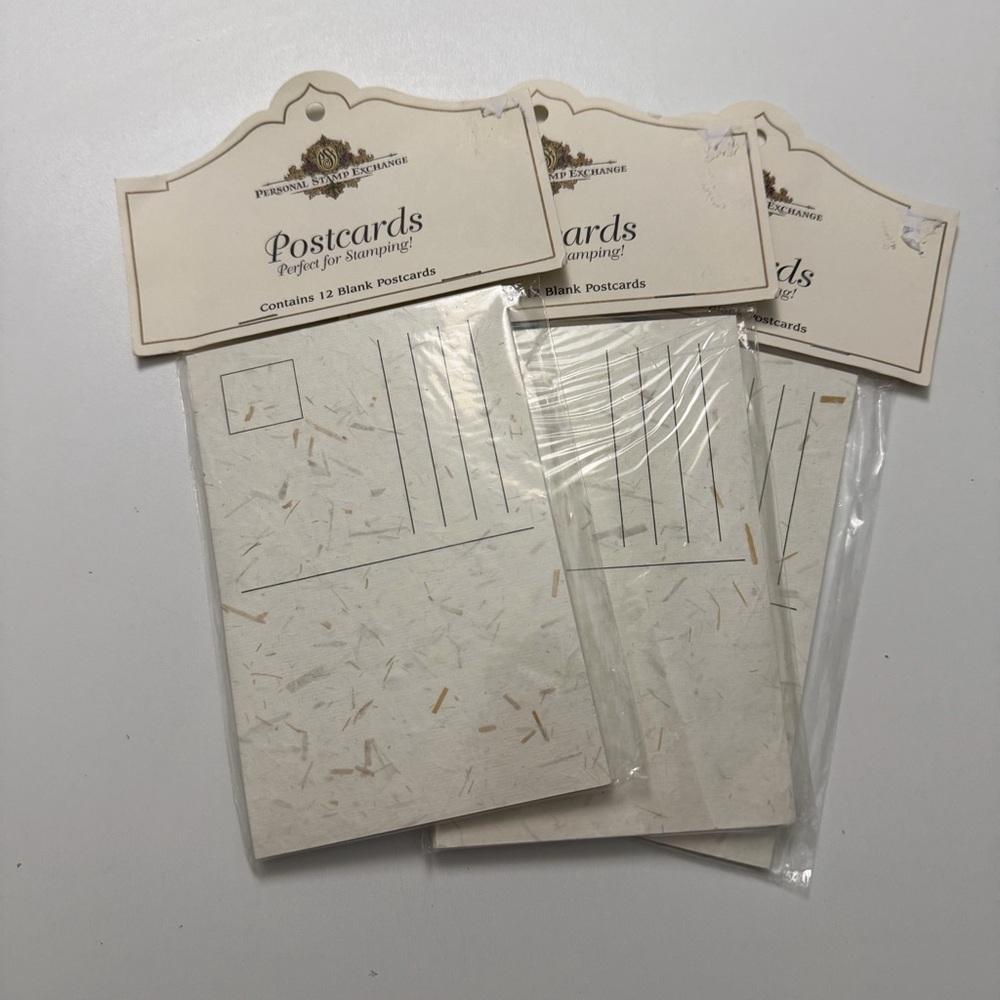 Vintage Personal Stamp Exchange Postcards Recycled Paper Handmade 36 Cards Cream